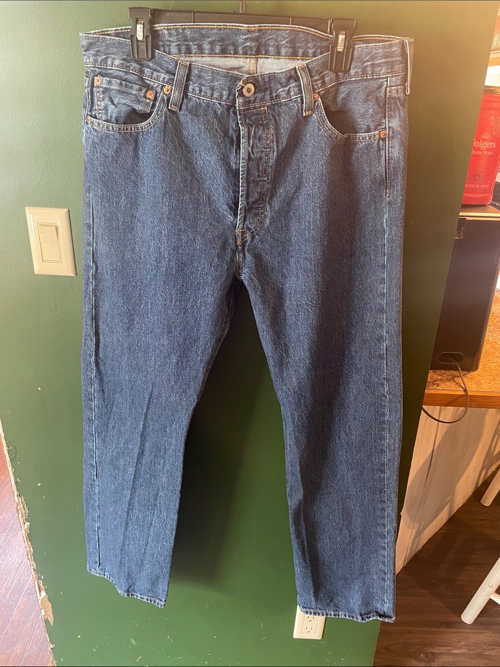 Levis 501 Dark Washed Straight Leg Size 36x32